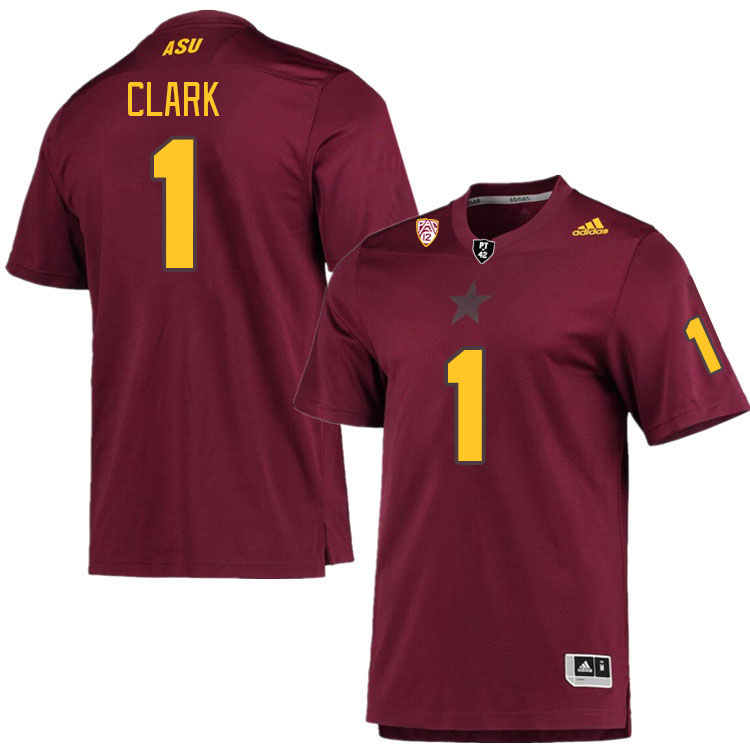Men #1 Jordan Clark Arizona State Sun Devils College Football Jerseys Stitched Sale-Maroon - Click Image to Close